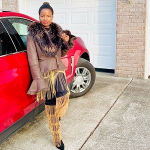 Designer Chaarm New York Sable Brown Genuine Fur Jacket, Coat Size ~M